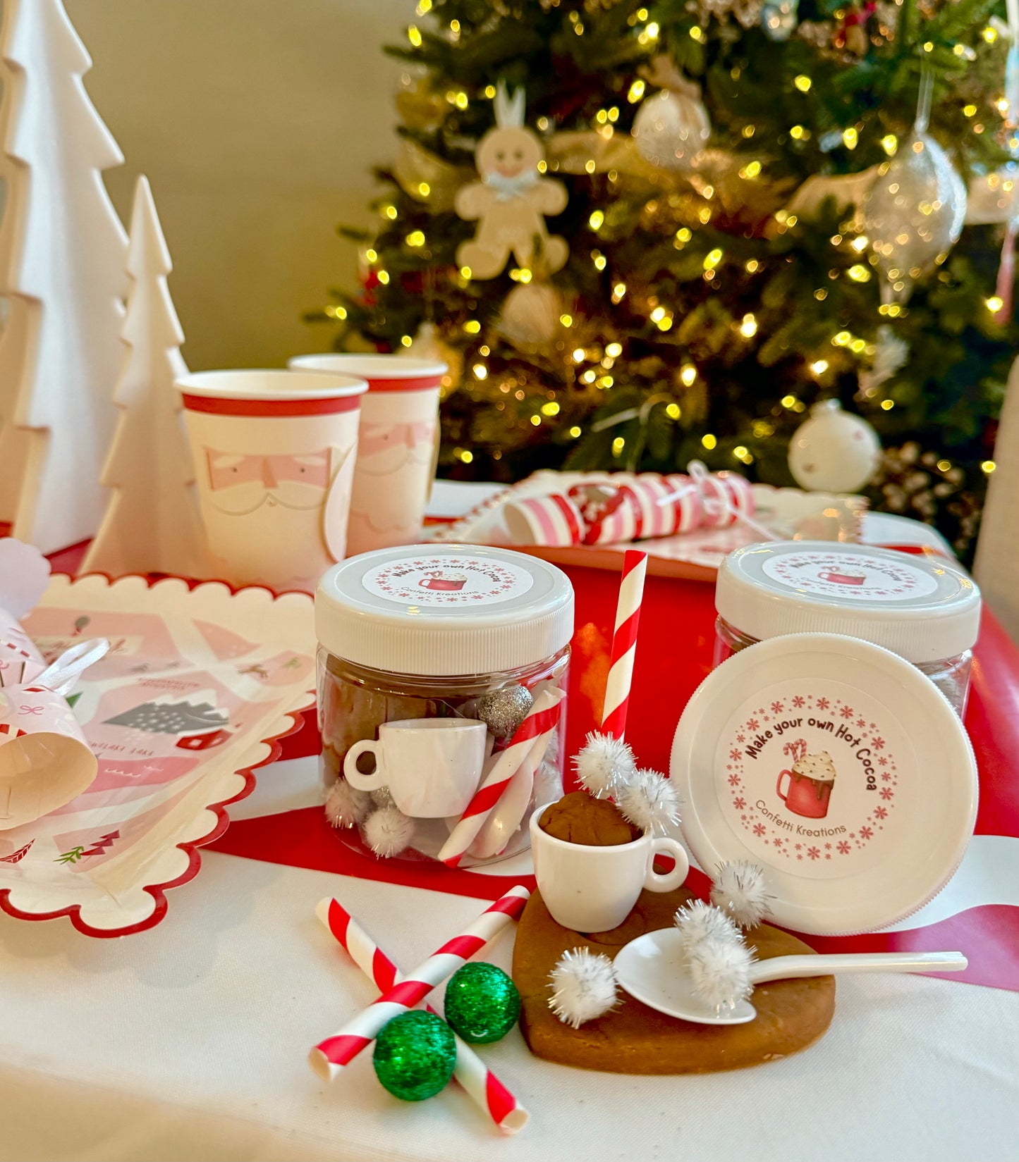 Hot cocoa play dough jar