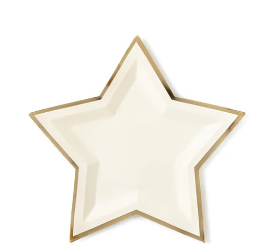 CREAM STAR SHAPED PAPER PLATES