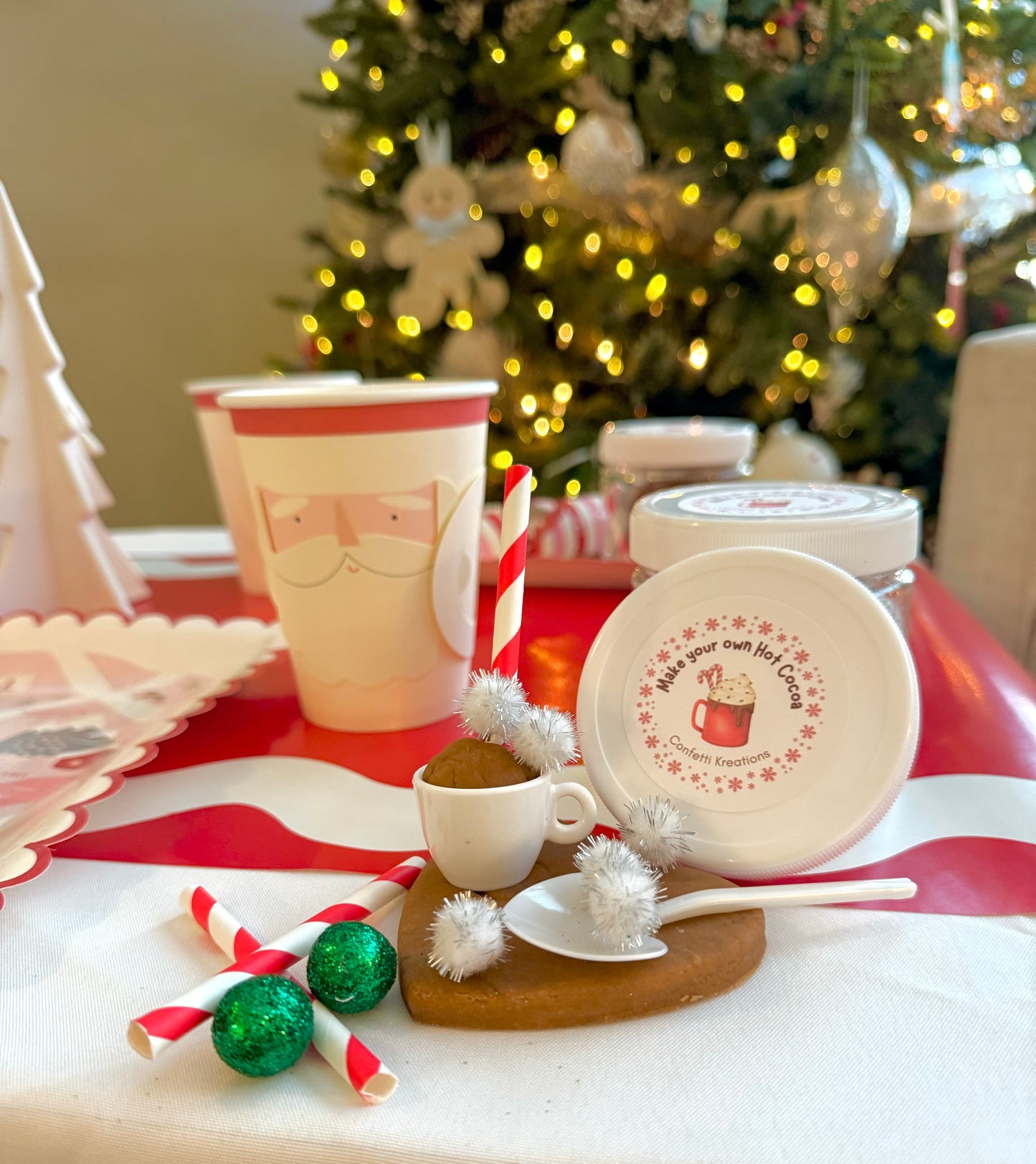 Hot cocoa play dough jar