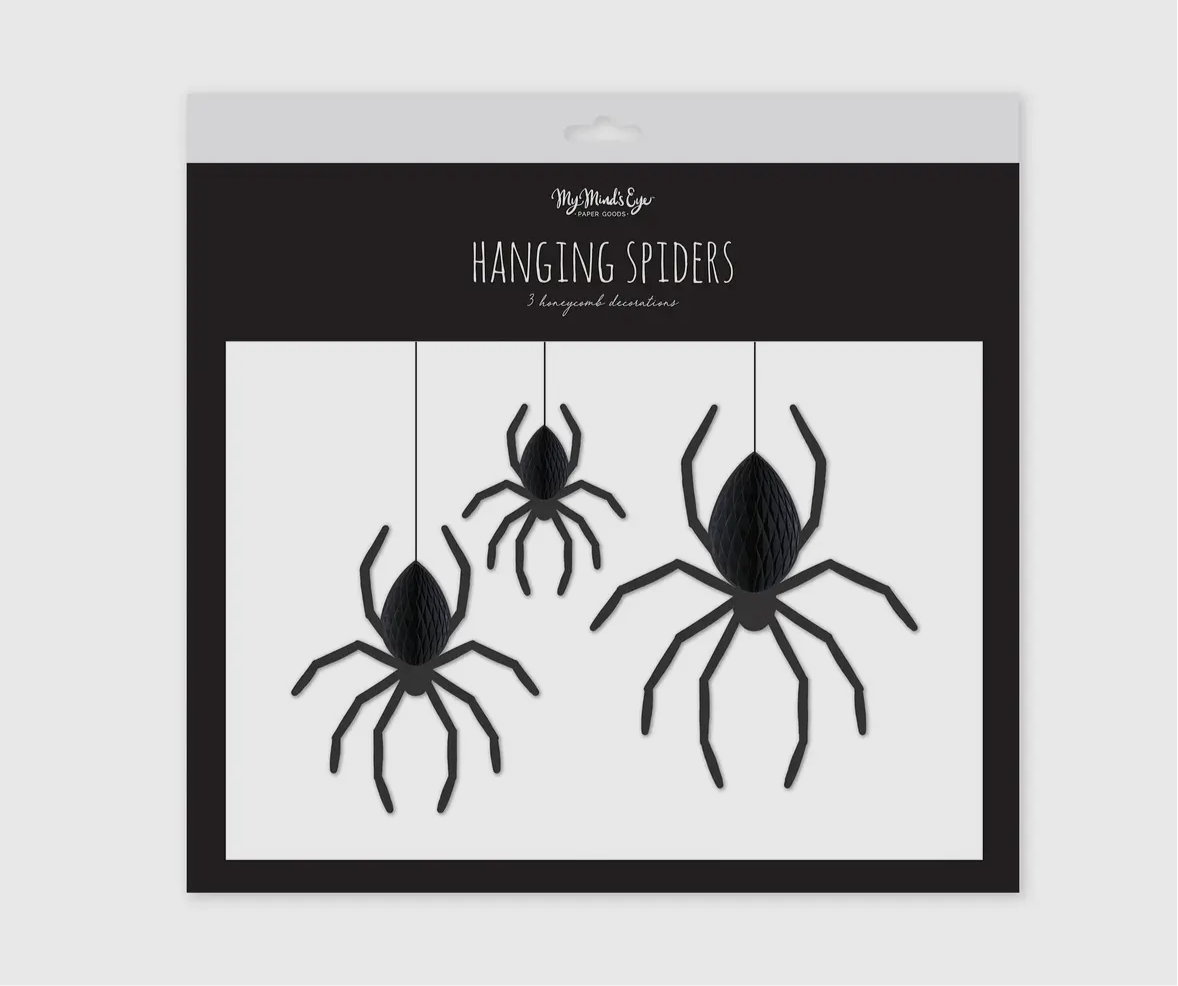 HANGING SPIDERS HONEYCOMB BANNER