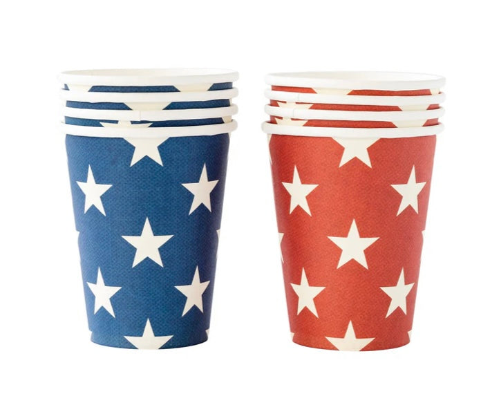 RED AND BLUE STAR PAPER CUPS