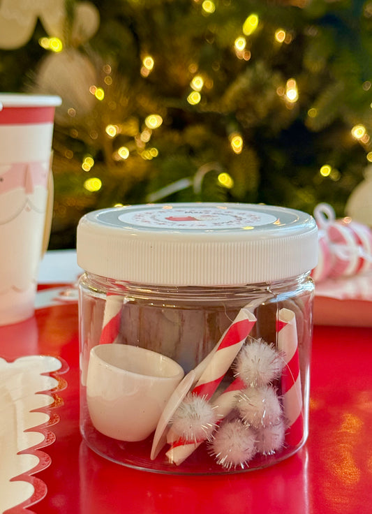 Hot cocoa play dough jar