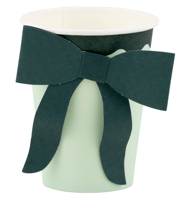 MINT AND GREEN BOW PAPER CUPS