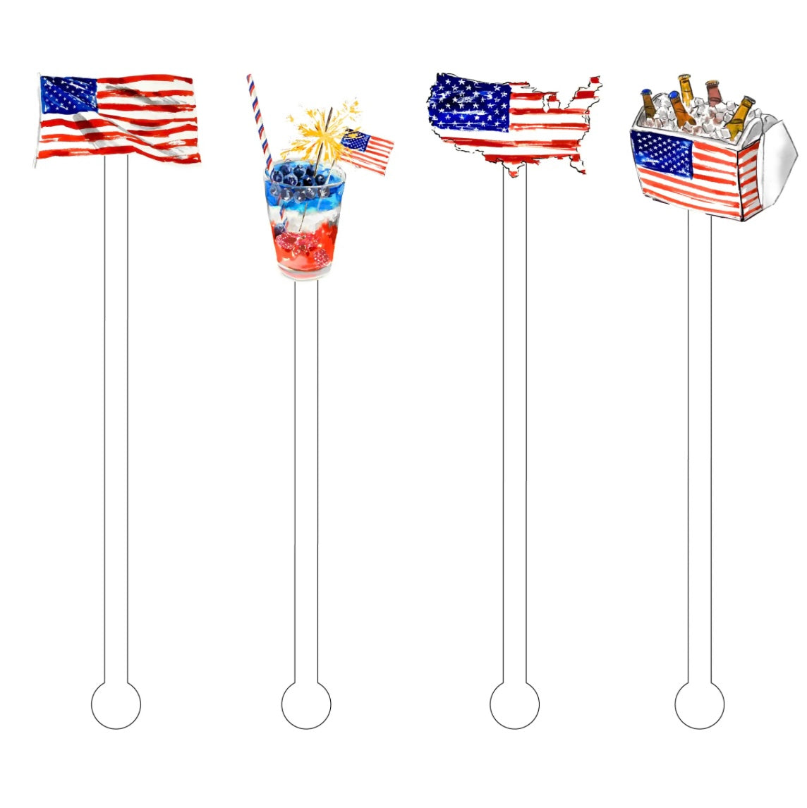 Stars, Stripes & Booze Acrylic Stir Sticks Combo