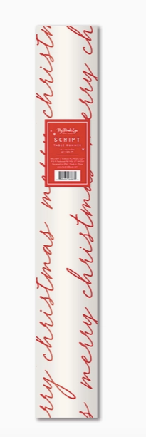 Believe Merry Christmas Script Paper Table Runner